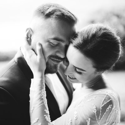 Happy wedding couple in Como Lake, Italy